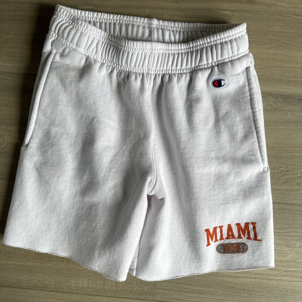 University of‎ Miami Champion Women’s White Sweatshorts Sweats Shorts Sz XS